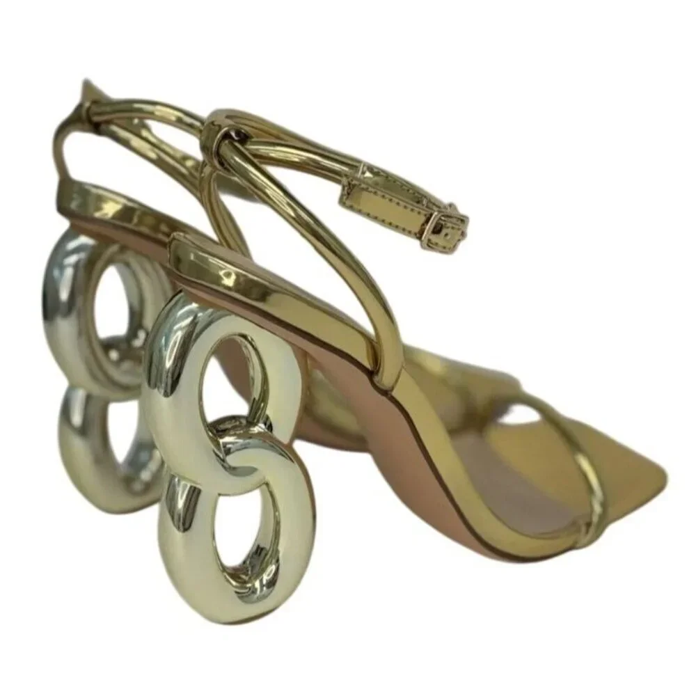 LILIANA / Duet-2 /Gold Metallic / Heeled Sandals / With Unique Number 8 / Heel